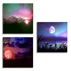 3 Piece Canvas Wall Art for Living Room Bedroom Home Artwork The Beautiful Scenery of Sunset Paintings Ready to Hang - 12"x12"x3 Panels