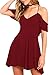 Sidefeel Women Ruffled Cold Shoulder Backless Skater Dress Small Red