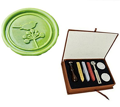 Vintage Cute Bird Flower Wedding Invitation Custom Picture Logo Wax Seal Sealing Stamp Sticks Spoon Gift Box Set Kit