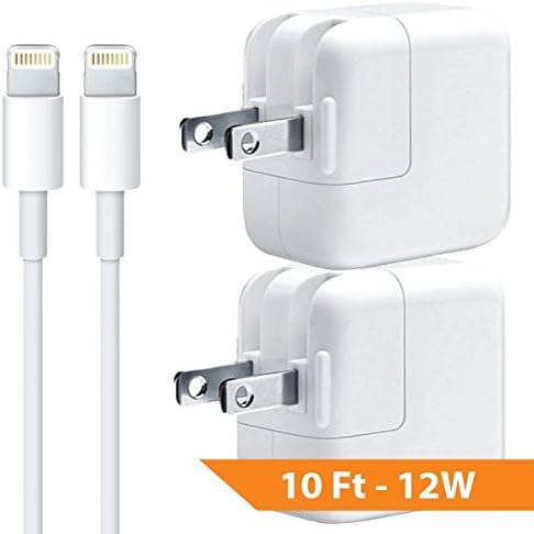 iPad Charger - 10ft USB Charge Cables (2) with 12W Wall (2) for iPhone 6s Plus / 6 Plus / 6s / 6 / iPads