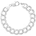 Sterling Silver Double Link Charm Bracelet Anklet Necklace 5.3mm -11 mm assorted sizes