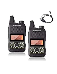 Baofeng T1 Mini Walkie Talkies UHF Radios portátiles FRS / GMRS de dos vías recargables con cable de programación, auriculares (1 par)