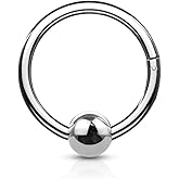 Pierced Owl 16GA 316L Stainless Steel Faux Captive Bead Ring Hinged Segment Ring