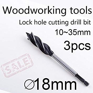 Generic G 3pcs 18mm 0.709in Lock Hole Cutting Drill bit Woodworking Tool Lock Hole Saw The Quad Wood Drill Power Tools Wood Drill Tool T