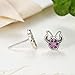 BAMOER 925 Sterling Silver Sparkling Mouse Earring Studs with Pink Cubic Zirconia Perfect Thanksgiving Christmas Day Gifts for Women Jewelry