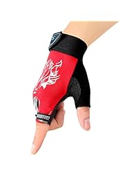 Guantes sin dedos transpirables para ciclismo para niños, con medio dedo, antideslizantes, absorción de golpes, para ciclismo, deportes al aire libre, guantes para pesca, bicicleta, patinaje, caza, escalada, para niñas y niños