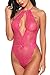 Avidlove Lingerie for Women Teddy Sexy One Piece Lace Babydoll Bodysuit Rose Red XX-Large