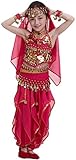 Seawhisper Kid's Belly Dance Costume Girl Bollywood Dance Tribal Halloween Costume(B style hot pink,S)