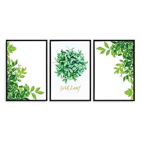 3 Piece Framed Canvas Wall Art for Living Room, Bedroom Green Plants Theme Canvas Prints for Home Decoration Ready to Hang - 16"x24"x3 Panels