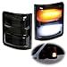 iJDMTOY White/Amber LED Side Mirror Marker Lamps For 2008-16 Ford F250 F350 F450 Super Duty, (2) Smoked Lens, White LED Parking Light, Amber LED Turn Signal Light