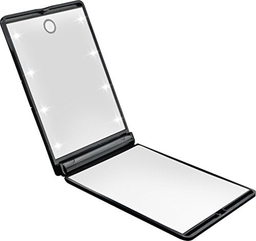 Hiwin LED Lighted Compact Mirror, Touch Switch Travel Pocket Make Up Portable Mirror Dimmable 8 LEDs Lighted Mirror 1X & 2X Magnification Cosmetic Illuminated Handbag Mirror
