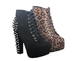 Lace up Platform Ankle Round Toe Booties + Studded Spike