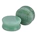 Jade / Green Aventurine Organic Precious Stone Double Sided Flare Plugs / Solid Saddle (1 Pair) (A/2/2/30)