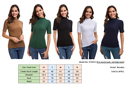 Womens Long Sleeve/Half Sleeve/Sleeveless Mock Turtleneck Crew Stretch Slim T Shirt Layer Top