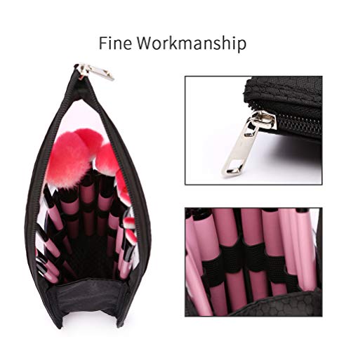 HaloVa Cosmetic Bag, Toiletry Bag, Makeup Brush Holder, Travel Brushes Cup Case, Artist Pencil Pen Case Dust-proof Storage Pouch, Black, Transparent