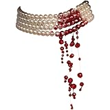 TIHUA Dripping Blood Imitation Pearls Halloween Party Choker Necklace Vampire Party Costume