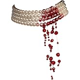 Handmade Dripping Blood Imitation Pearls Necklace Vampire Choker Party Costume Women