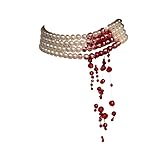 Handmade Dripping Blood Imitation Pearls Necklace
