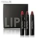 Yoyorule 3 Pcs Long Lasting Red Velvet Matte Color Pencil Lipstick Crayon Makeup Set (A)