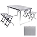 AceLife Folding Picnic Table with Umbrella Hole and 4 Folding Stools
