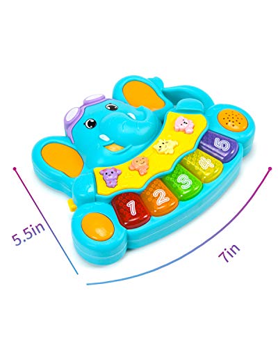 STEAM Life Educational Baby Musical Toy Piano | Light Up Toy Keyboard has 5 Numbered Keys | Plays Songs and Music Memory Game (Smart Baby Elephant Piano) - Thumbnail 6