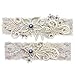 GARGALA Wedding Garters for Bride Bridal Lace Garter Set with Blue Rhainstone Crystal (White Blue, Large)