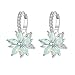 CICINIO 14K Cubic Zirconia Sky Blue Rhinestone Flower Stud Earrings, Dangle Hook Earrings Studs Hypoallergenic for Girls Women