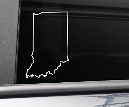 Indiana Vinyl Decal Laptop Car Truck Bumper Window Sticker, 6.25" x 4", White