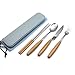 Fork Spoon Knife Chopsticks Set, Rerii Stainless Steel & Wood Cutlery Set, Portable Flatware Set, Travel Utensils Set with Carrying Case, Bag for Work, Outdoor Travel