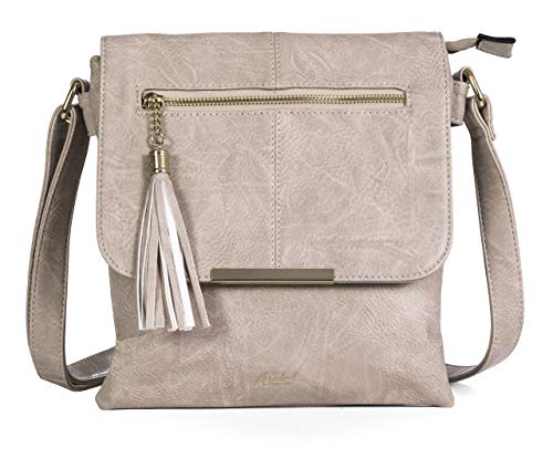 Mabel Women’s Cross Body Handbags – Trendy Messenger Long Shoulder Strap Bags – With a Protective Storage Bag (Design 2 - Light Taupe)