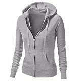 Womens Sweatshirt Hooded Coat Zip Cardigan Warm Pullover Hoodies Outwear Jacket
