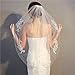 RULTA 1 Tier Lace Appliques Bridal Veil Crystal Beaded Tulle Wedding Veils with Comb (white)