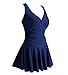 MiYang Women's Plus-Size Flower Printing Shaping Body One Piece Swim Dresses Navy Blue Large (US 12-14)