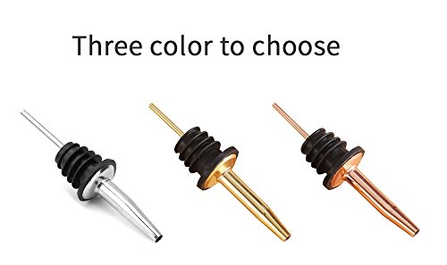 Emousport 3 Pieces New 304#Stainless Steel Liquor Spirit Pourer Free Flow Wine Bottle Pour Spout Stopper barware wine pourer (rose gold)