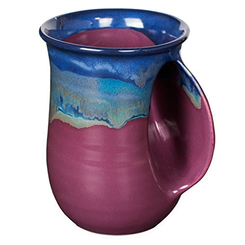 Clay in motion handwarmer mug - purple passion - right handed
