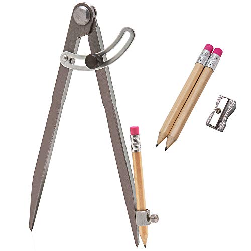 ALLY Tools Professional 8 Inch Locking Wing Divider Pencil Holder/Compass Scribe Kit INCLUDES Two Pencils and Pencil Sharpener Ideal for Drawing Circles, Woodworking, Metalworking, and Map Plotting - Thumbnail 6