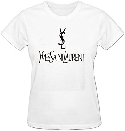Jamefoxfit Women's Cotton T-Shirt Yves Saint Laurent Printing S White
