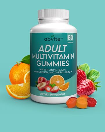 ABVITE PLANT-BASED MULTIVITAMIN GUMMIES, DAILY MULTIVITAMINS FOR MEN AND WOMEN WITH VITAMINS A, C, D, E, B-3, B-6, B-12, BIOTIN, INOSITOL, NON-GMO, GLUTEN FREE, 60 COUNT (30 DAYS SUPPLY)