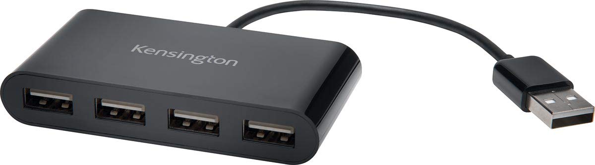 Kensington K39120EU USB 2.0 4-Port Hub, Transfer speeds up to 5 Gbps - Plug and Play installation, Dell, Windows, Mac compatible, Home Office, Black