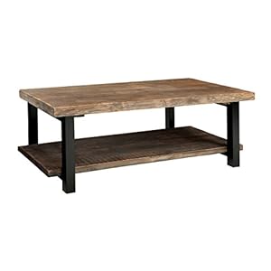 Wooden coffee table with metal legs