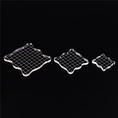 DECORA Acrylic Clear Rubber Stamping Blocks Set with Grid Package of 3