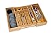Expandable Bamboo Wood Cutlery Tray Drawer Utensil Organizer for silverware and cooking utensils with 7 sections - 2 Adjustable parts to fit comfortable in kitchen drawers by Arange