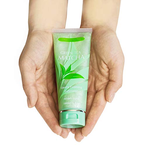 Green Tea Matcha Gentle Foaming Exfoliator, Best Exfoliating Face Wash For Men & Women, Deep Cleansing & Reduces Clogged Pores, Anti-Aging Facial Skin Care Cleanser, Microdermabrasion Effect