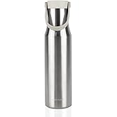LocknLock Metro Tumbler Stainless Steel Vacuum Insulated Single Cap Travel Mug - Water Coffee Cup w/Hand Strap for Home, Office, Outdoor Works Great for Cold Drinks and Hot Beverages (Silver, 24oz)