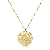 Fremttly Zodiac Coin Embossed Necklace Disc 12
