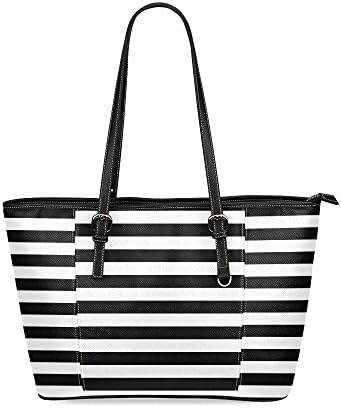 New Fashion Black And White Stripe Womens PU Leather Large Capacity Classic Shoulder Bags Tote Handbag PTB-21