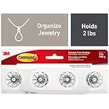Command Crystal Knob Jewelry and Scarf Rack, Holds 2 lbs, Decorate Damage-Free (HOM-18CR-ES)