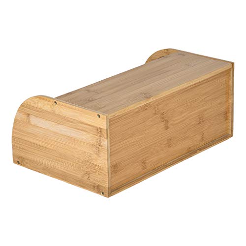 Shan-s Natural Wooden Roll Top Bread Box Kitchen Counter Food Storage Container Bamboo Expandable Drawer Organizer Storage Bin Rolltop Breadbox
