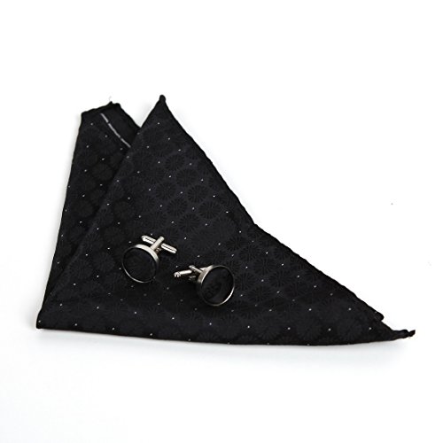 Mens Black Patterned Dress Vest Formal Vest for Wedding Gift Set Match Necktie for Men, Cufflinks, Handkerchief, Bow Tie for Tuxedo Y&G VS1028-M Medium Black