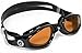 Aqua Sphere Kaiman Swim Goggles with Amber Lens (Black). UV Protection Anti-Fog Swimming Goggles for Adults